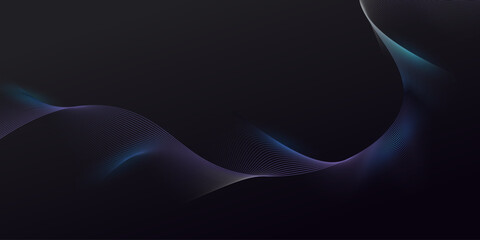 Abstract glowing wave lines on dark background. Dynamic wave pattern. Modern wavy lines and Futuristic technology concept