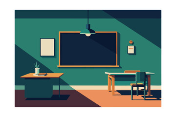 classroom with blackboard