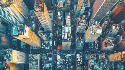 Obraz premium Aerial view bustling cityscape,