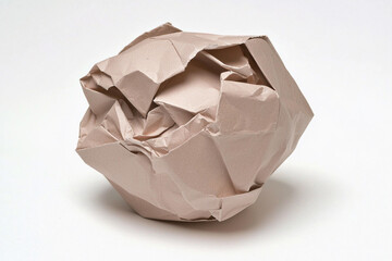 Crumpled paper ball showing intricate wrinkles