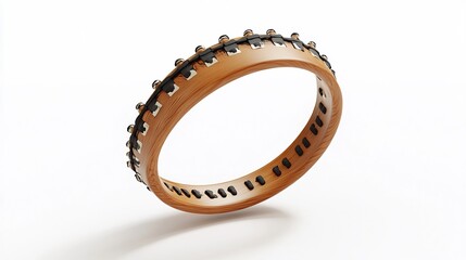 Elegant Wooden Ring with Black Accents: A 3D Render