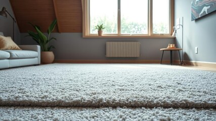 Plush carpet underfoot in a serene retreat, peaceful haven, luxurious texture