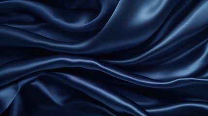 Obraz premium Dark Blue Satin Fabric Texture with Soft Waves and Elegant Drapery Background for Design and Artistic Projects