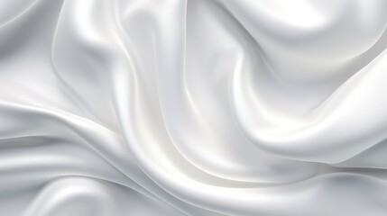 Fototapeta premium Elegant White Satin Fabric Waves with Silken Texture for Background or Design Use in Fashion, Beauty, and Luxury Themes
