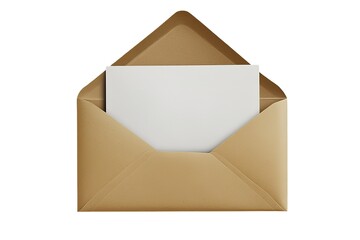 Open Envelope Mockup: Blank White Paper Ready for Your Message, Letter, or Note. High-Resolution Realistic Photo for    