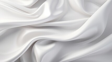 Naklejka premium Elegant White Satin Fabric Drapery with Silken Texture and Flowing Movement Captured in Detail for Textile or Fashion Use
