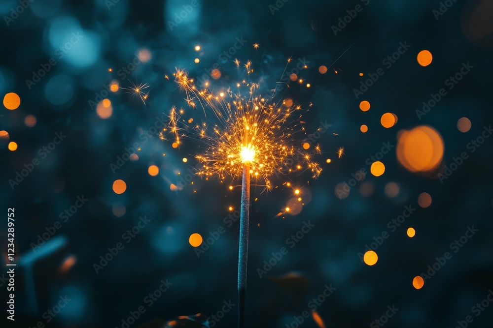 Aufkleber bright sparkler illuminates the night, creating a magical atmosphere with glowing bokeh effects