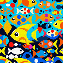 Fish. For use in graphics. T-shirt print, tattoo design. Illustration for printing on wall decorations. Oil painting