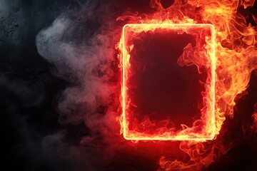 A burning frame with thick smoke billowing out, great for depicting emergencies or chaos