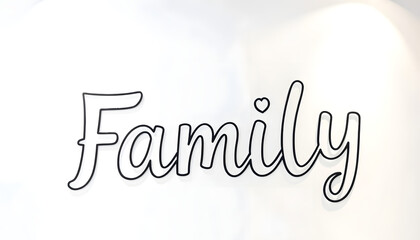 Cute hand drawn lettering Family isolated on white , with white tonespng