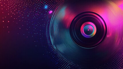 Neon Disc with Glowing Lines