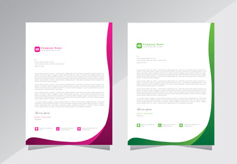 creative Letterhead design for business, company letterhead template, A4 letter head design pink and green color letterhead. vector eps 10	