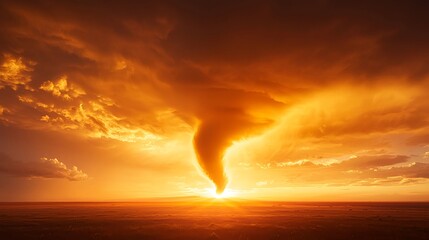 Fototapeta premium Fiery Orange Sunset Tornado over