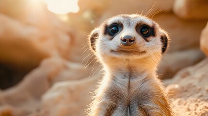 Golden Hour Meerkat Family: A captivating sunset scene.