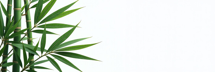 Fototapeta premium bamboo leaves isolated crisp white background creating visually striking patterns textures naturally