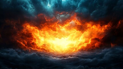 Fototapeta premium Fiery Storm Clouds Dramatic Sky