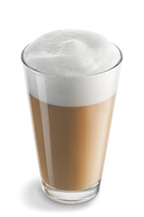 latte in glass isolated on white
