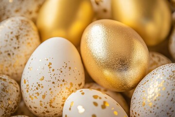 Fototapeta premium Elegant golden easter eggs with luxurious and fancy decoration. Happy Easter concept
