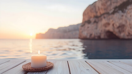 Sunset coastal candle relaxation
