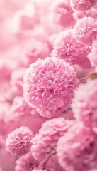 Fototapeta premium Delicate Pink Cherry Blossoms on Branch, Abstract Floral Background, Soft Focus, Spring Beauty