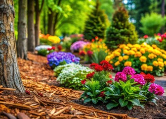 Enhance your flowerbeds with pine bark mulch; a natural, decorative, and weed-suppressing landscaping solution.