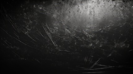 Textured background featuring fine white scratches and dust particles on a smooth black surface creating an abstract visual for creative projects