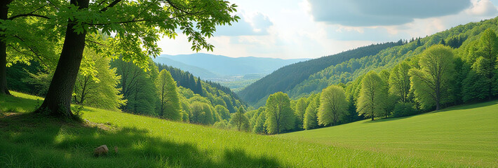 green forest scenery spring colors beautiful backdrop serene