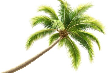 Fototapeta premium Majestic Tropical Palm Tree, Isolated on White: Perfect for Design Projects, Websites, and More! High-Resolution Photorealistic Image, Ideal for adding a touch of paradise to your creations.