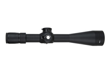 A high-quality rifle scope with adjustment knobs, a sleek black finish, and a clear lens, ideal for...