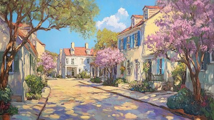 Naklejka premium Charleston Charm: A Springtime Stroll