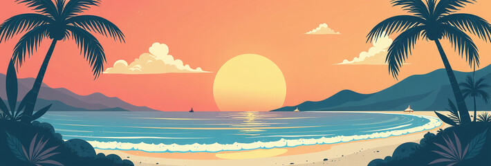 minimalist vector illustrations perfect summer party travel posters banners flyers cover