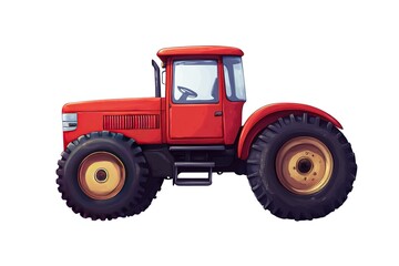 Obraz premium Classic Red Tractor: Vintage Farm Machinery, Isolated on White. Perfect for rustic designs, agricultural branding, and vintage-style projects. Ideal for websites, posters, and marketing 