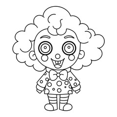 Cute girl circus clown illustration on white background Digital