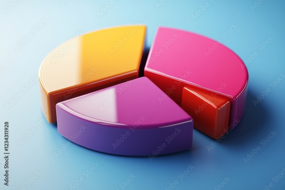 Aufkleber Colorful pie chart segments arranged artistically on a blue background showcasing data presentation ideas and creativity