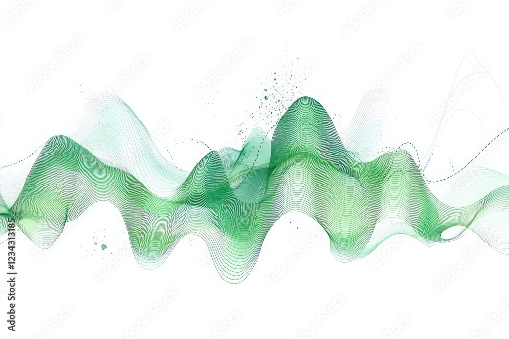Poster Colorful abstract waves with green tones creating a dynamic visual flow in a minimalist design