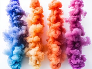 Fototapeta premium Colorful smoke plumes in vibrant shades create an abstract visual effect.
