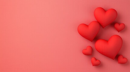 Red Hearts on Pink Textured Background A Romantic Valentine's Design