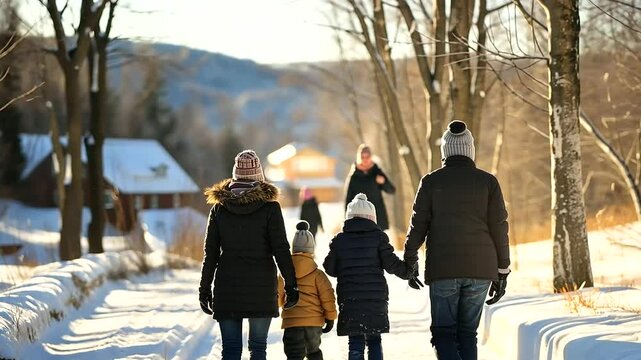 Family Visiting Maple Syrup Farm for Sap Collection