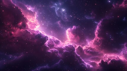 Fototapeta premium Glowing Purple Galaxy with Sparkling Stars and Cosmic Dust, Abstract Space Background