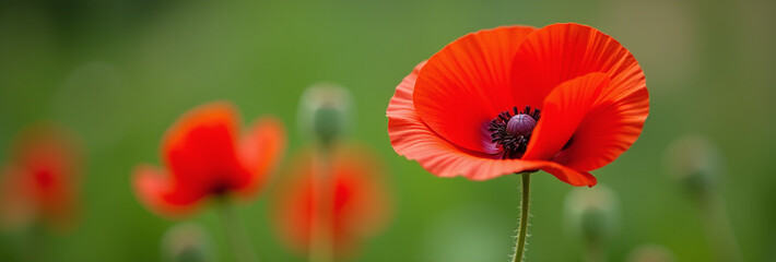 Naklejka premium poppy delicate yet vibrant red flowering plant often used gardens