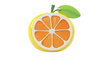 Vibrant 3D Rendered Orange Slice on White Background