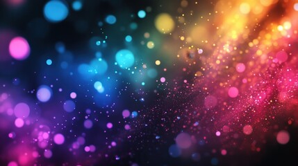 Fototapeta premium Bright Rainbow Colored Light Leak Effect on Black Background Creating an Abstract Rainbow Scatter with Beautiful Bokeh Effect in Vibrant Hues