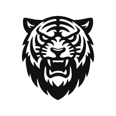 Powerful Tiger Head Logo in Bold Black and White
