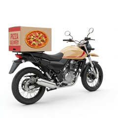 Obraz premium Pizza Delivery Motorbike with Mounted Thermal Food Box