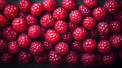 Fresh Ripe Raspberries Close-Up, Juicy Red Berries with Vibrant Natural Texture