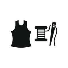 Needle thread and tank top set icon with a sleek and minimalistic design, perfect for fashion designers, clothing brands, and sewing projects.