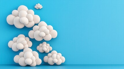White Pixelated Clouds on Light Blue Wall A Simple 3D Render