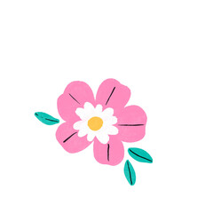 Minimalist hand drawn flower digital art