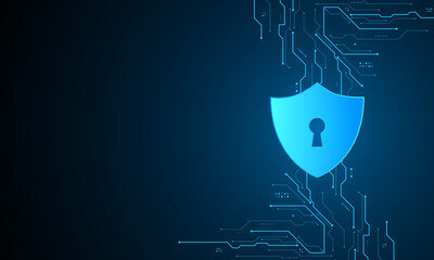 Cyber security technology concept , Shield With Keyhole icon with world map background , personal data , vector illustration.	
