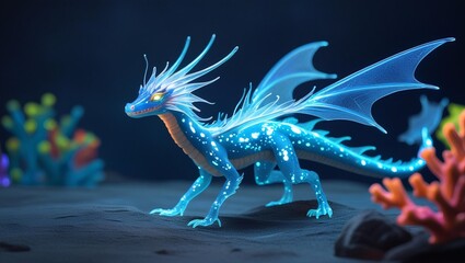Naklejka premium a shining blue sea dragon